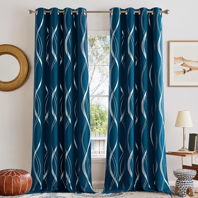 NICETOWN Moroccan Blue Blackout Curtains 84 inch Long by NICETOWN