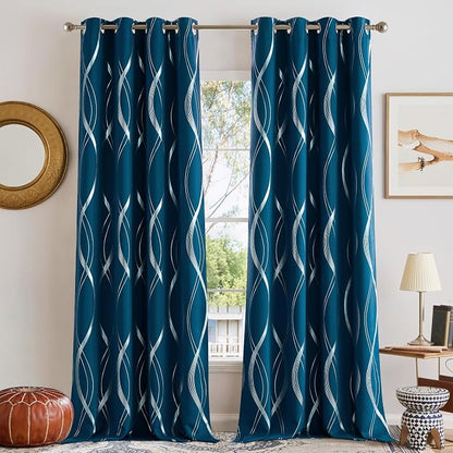 NICETOWN Moroccan Blue Blackout Curtains 84 inch Long by NICETOWN