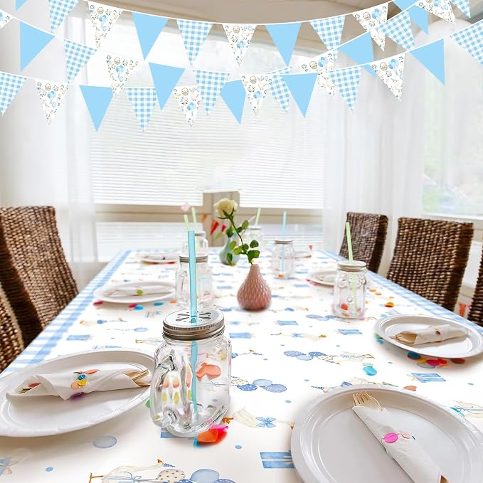 32Ft Goose Party Decorations Blue Gingham Plaid Silly Goose Themed Fabric - Image 5