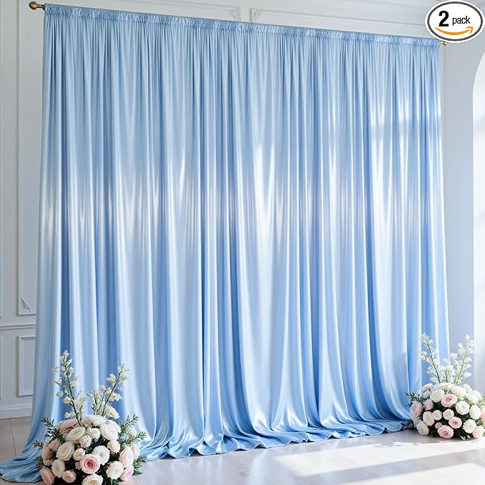 10x10 ft Blue Glitter Backdrop Curtain by Partisky