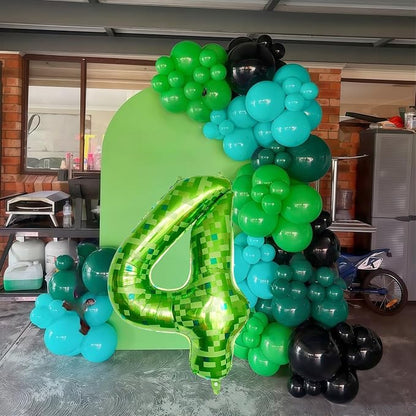 Number 4th Birthday Balloon Lime Green Pixel, 40 Inch Large Dark Kelly Green - Image 7