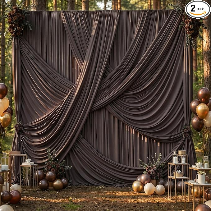 10ft×12ft Brown Backdrop Curtains by PartyVillage
