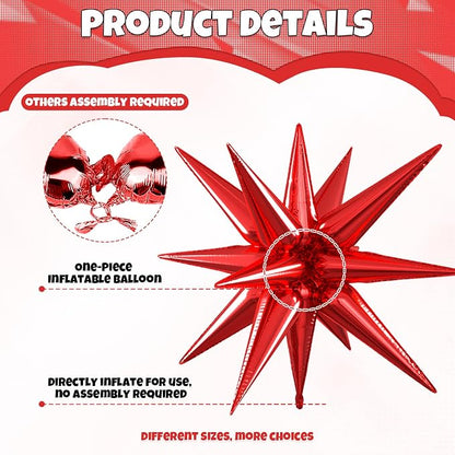 Red Star Balloons, 22/27 Inch Red Star Foil Balloons, Aluminum Foil Balloon - Image 3