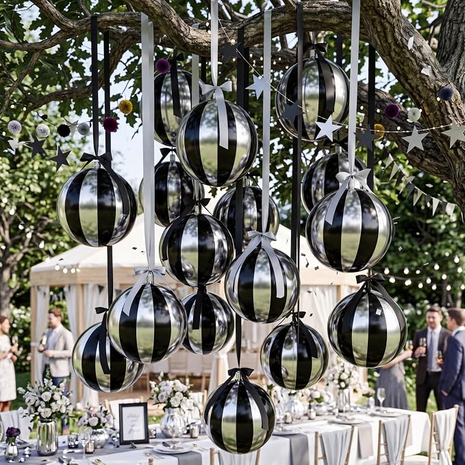 Jenaai 30 Set Round Foil Balloons Bulk 22 Inch 4d Metallic Giant Balloons Set - Image 2