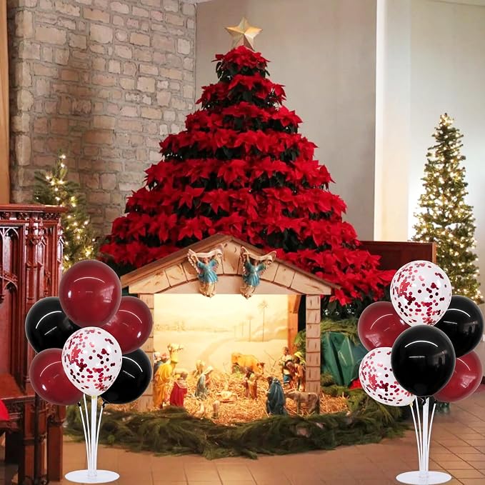 TONIFUL 4 Set Black Wine Red Balloon Stand Balloon Centerpieces - Image 7
