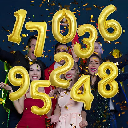 65 Inch Giant gold Foil Number Balloon, Old Children's Birthday Party Helium - Image 7