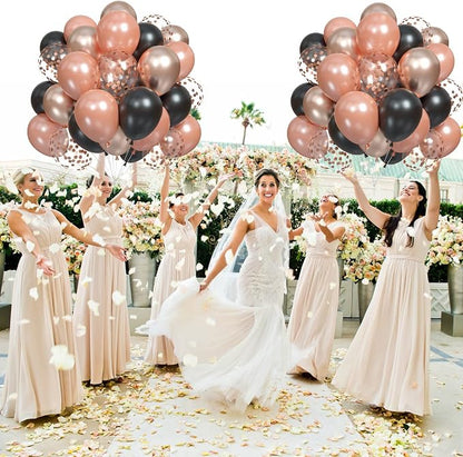 Metallic Rose Gold & Black Pearl Balloons - Image 8