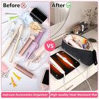 Hair Tools Travel Bag with Heat Resistant Mat, Portable Hair Tool Organizer Travel Carrying Case for Straightener, Flat Iron, Curling Iron, Hair Dryer& Hair Styling Accessories Women (Black)