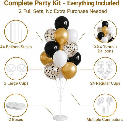 Black Gold Confetti Balloon Column Stand Kit Set of 2 - Image 2