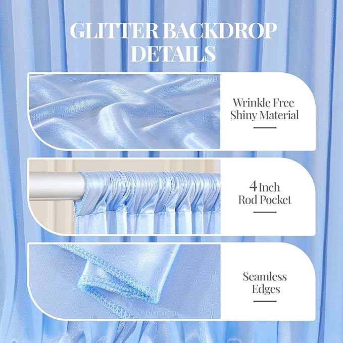 40x10ft Blue Glitter Backdrop Curtain - Image 4