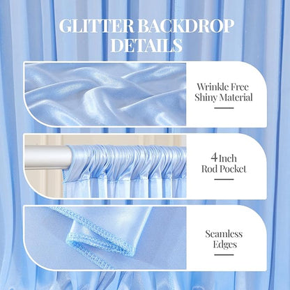 40x10ft Blue Glitter Backdrop Curtain - Image 4