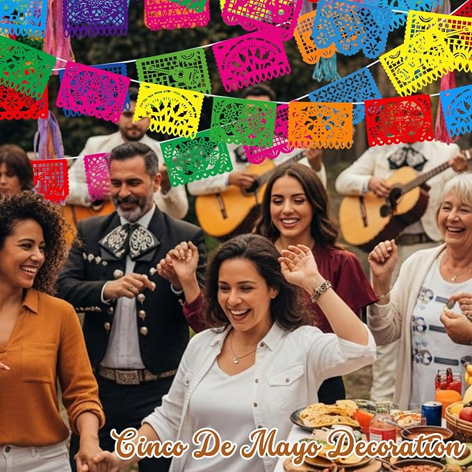 Boao 20 Packs 300 ft Mexican Party Decorations Fiesta Banner Plastic Papel - Image 7