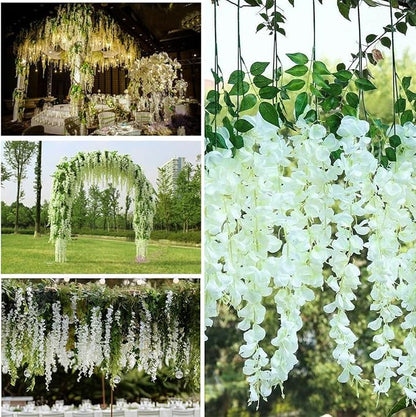 Artificial Wisteria Hanging Flowers Fake Wisteria Flower Garland Silk Vines - Image 9