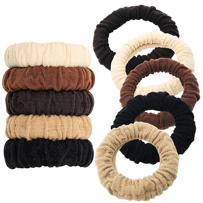 Youxuan No Damage Soft Polyester Hair Ties, No Tug Scrunchies Hair Bands with Strong Elasticity