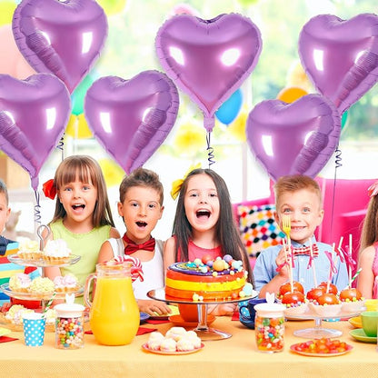 12 Pcs Light Purple Heart Balloons, 18 Inch Heart Foil Balloons Love Balloon - Image 6