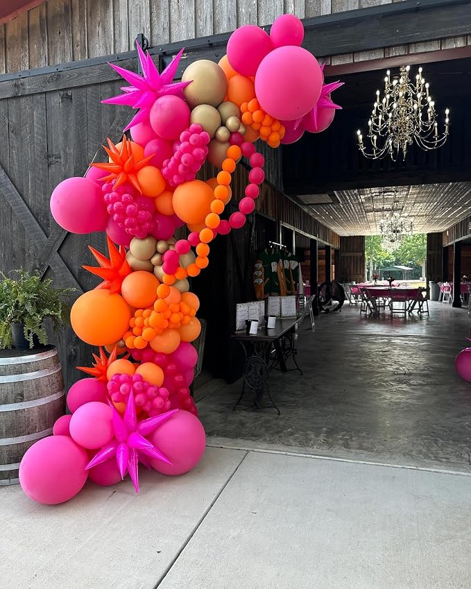 Pink and Orange Balloons Arch Kit 124pcs different sizes | - Image 6