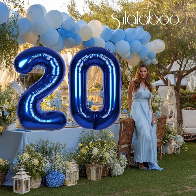 40 Inch Navy Blue Big Number 20 Balloon 0-9 Large Helium | Royal Blue Balloons - Image 3