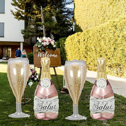 Aluminum Foil Champagne Balloons, Large 36Inch Pink Mylar Foil Helium Wine - Image 6
