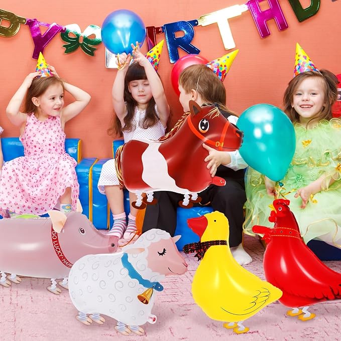 6 Pcs Walking Animal Balloons, Farm Animals Balloons, Walking Foil Mylar Balloon - Image 7