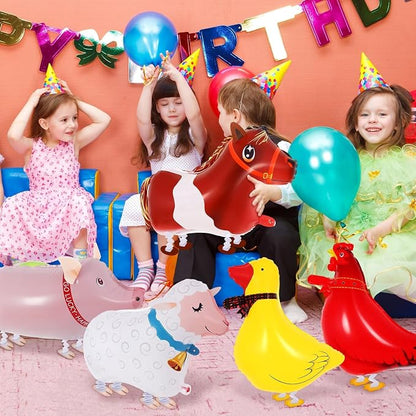 6 Pcs Walking Animal Balloons, Farm Animals Balloons, Walking Foil Mylar Balloon - Image 7