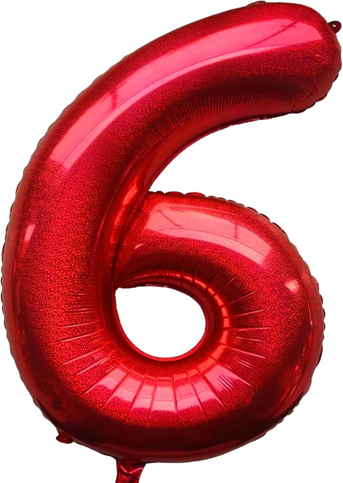 Jonhamwelbor 40 Inch Laser Red Number 6 Balloon Foil Mylar Giant Balloon by Jonhamwelbor