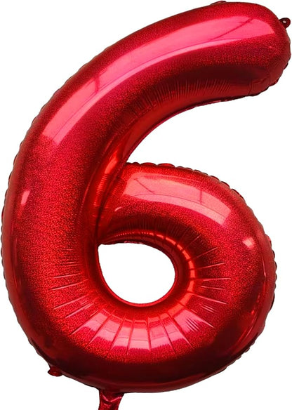 Jonhamwelbor 40 Inch Laser Red Number 6 Balloon Foil Mylar Giant Balloon by Jonhamwelbor