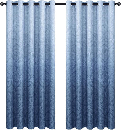 DWCN Blackout Ombre Damask Curtains - Image 8