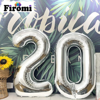 FIROMI 20 Number Balloons Silver Big Foil Mylar 20 Balloon Numbers 40-inch | - Image 4