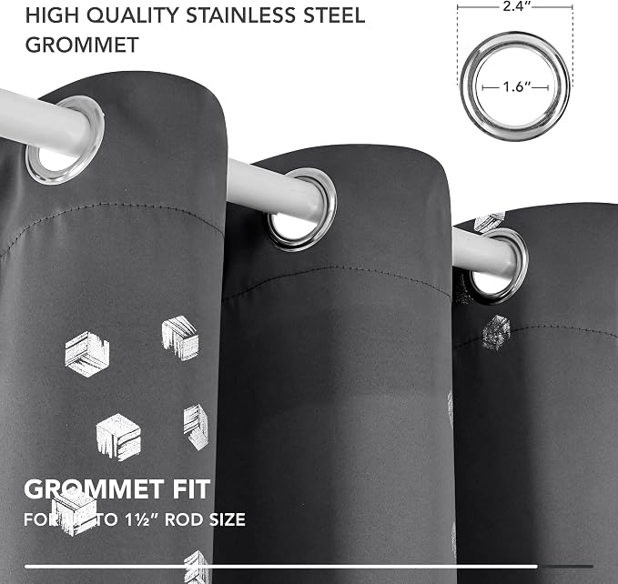 Deconovo Blackout Curtains, Dark Grey Thermal Insulated Grommet Drapes - Image 5