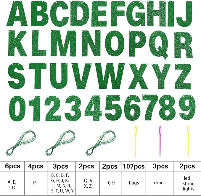 TaoBary 112 Pcs DIY Letter Kit Glitter Customizable Banner Letters Include 107 - Image 3