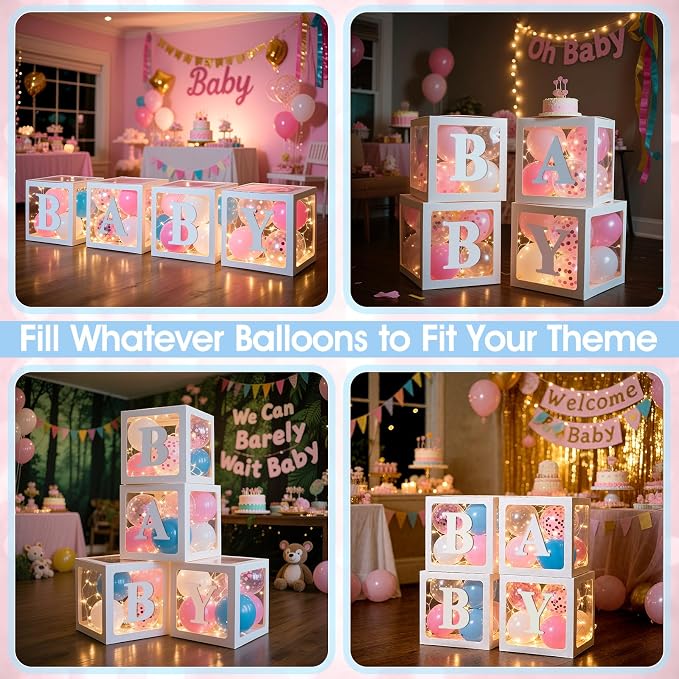 Ledido Baby Boxes with Letters & Balloons & Fairy Lights - Image 6