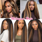 T1BP1B/30 Omber Kinky Straight Clip in Hair Extensions Real Human Hair For Women Highlight Hair Extensions Kinky Straight Clip ins(18inch,T1BP1B/30)