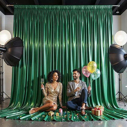 10x10 ft Dark Green Glitter Backdrop Curtain - Image 4