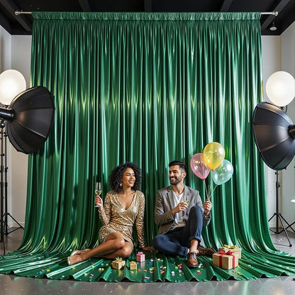 40x10ft Dark Green Glitter Backdrop Curtain - Image 6