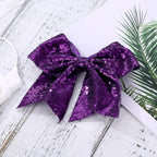 Large Big 7 Inch Glitter Bow Clip Sequin Bling Party Hair Accessories for Women Teens Girls Kids 2 Pcs (DarkPurple, Black)