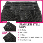 Straight Clip in Human Hair Extensions 110g 8Pcs with 18Clips Full Head for Black Women Natural Black Brazilian Clip in Hair Extension Human Hair Kinky Straight Clip Ins for Women（1B 18Inch）