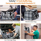 17 inch Small Duffle Bag - Carry On Weekender Bag for Travel Gym Sport - Gray/White