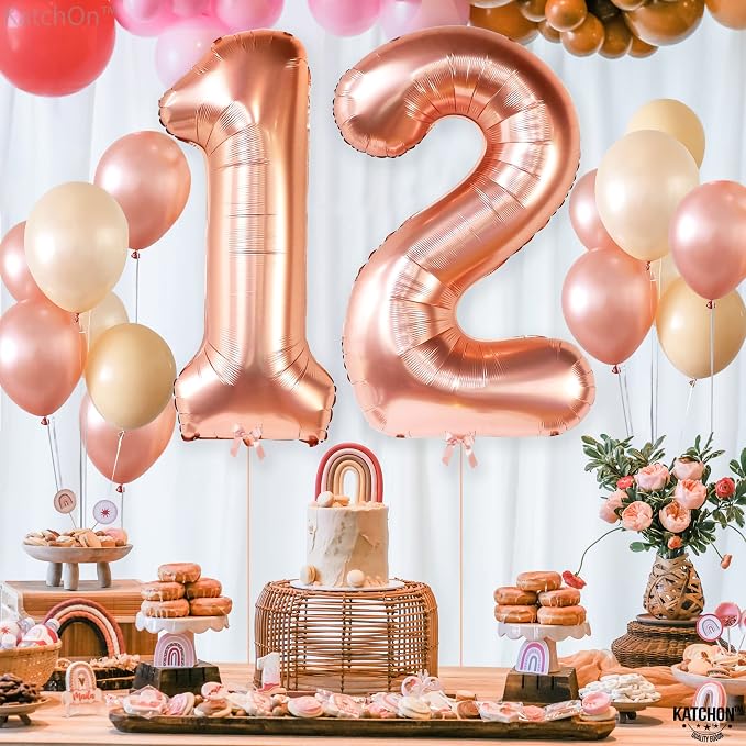 KatchOn, Rose Gold Number 12 Balloon - Image 7
