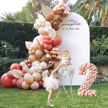 Boho Blush Pink Brown Balloons, 12-Inch Retro Blush Brown Beige Latex Balloons - Image 3