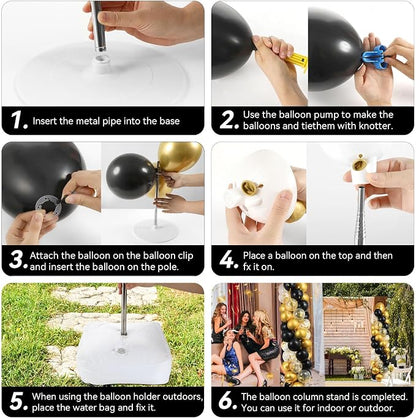 2 Set Black and Gold Balloons Column Stand Kit - Image 5