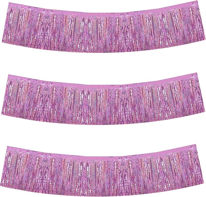 BEISHIDA Shining Purple Fringe Garland Banner Wall Tinsel Foil Streamers | 3Pack by Beishida