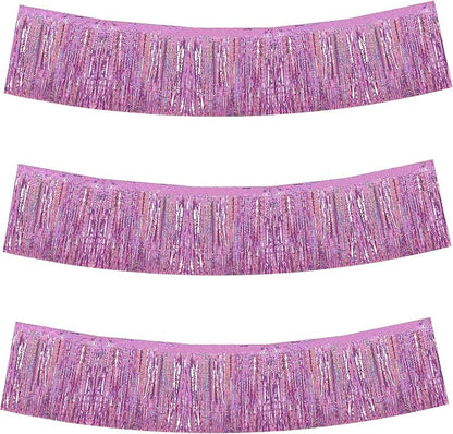 BEISHIDA Light Pink Fringe Garland Banner 30ft Wall Tinsel Foil Streamers | by Beishida