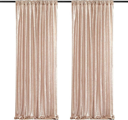 Poise3EHome Champagne Sequin Backdrop Curtains, 4 Panels 2FTx8FT Glitter - Image 8
