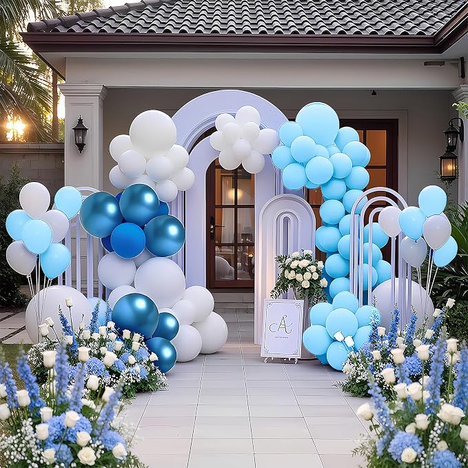 100 Pack 12 Inch Extra Thick Latex Party Balloons Metallic Blue - Image 4