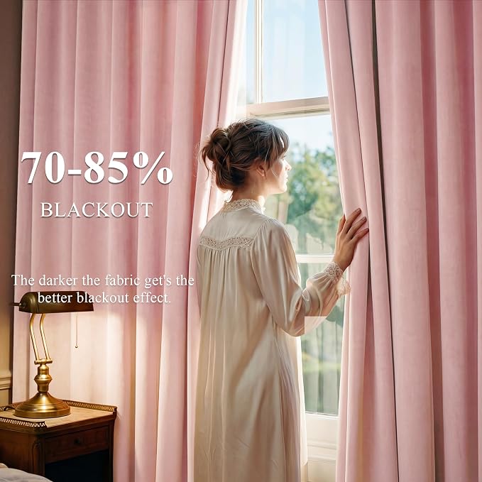 Baby Pink Velvet Curtains Back Tab - Image 3