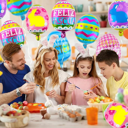 Easter Egg Balloons 10 pcs Happy Easter Egg Foil Balloon Easter Party - Image 3