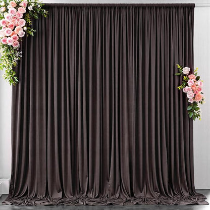 10 ft x 10 ft Wrinkle Free Brown Backdrop Curtain by Outpain