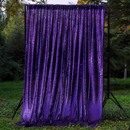 JYFLZQ Purple Sequin Backdrop Curtains 8ft x 8ft 1 Panel Glitter Photo Booth - Image 5