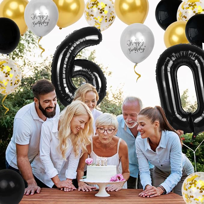 60th Birthday Decorations for Men Women, 40 inch 60 Balloon Numbers - Image 3