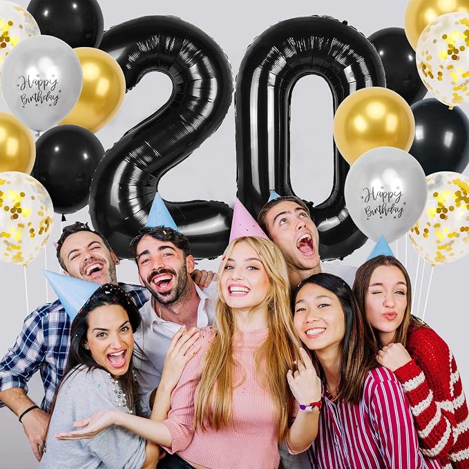 20th Birthday Decorations for Men, 40 inch 20 Balloon Numbers - Image 3